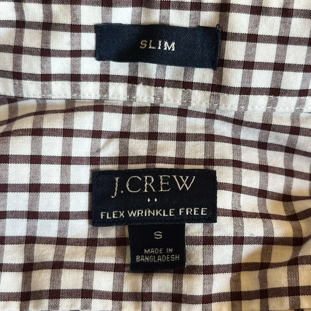 J. Crew Men's White and Brown Plaid Shirt